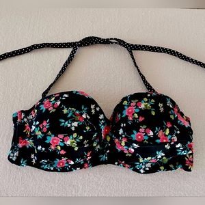 LASCANA for VENUS Midnight Bloom Bandeau Bikini Top, size D